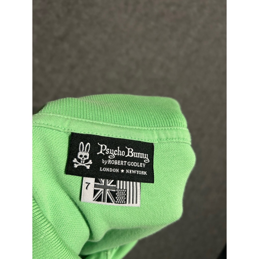 Psycho bunny polo shirt mens green logo pima cotton size 7 preppy - Picture 4 of 8